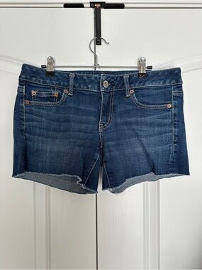 American Eagle Outfitters Dark Blue Denim Low Rise Cutoff Shorts